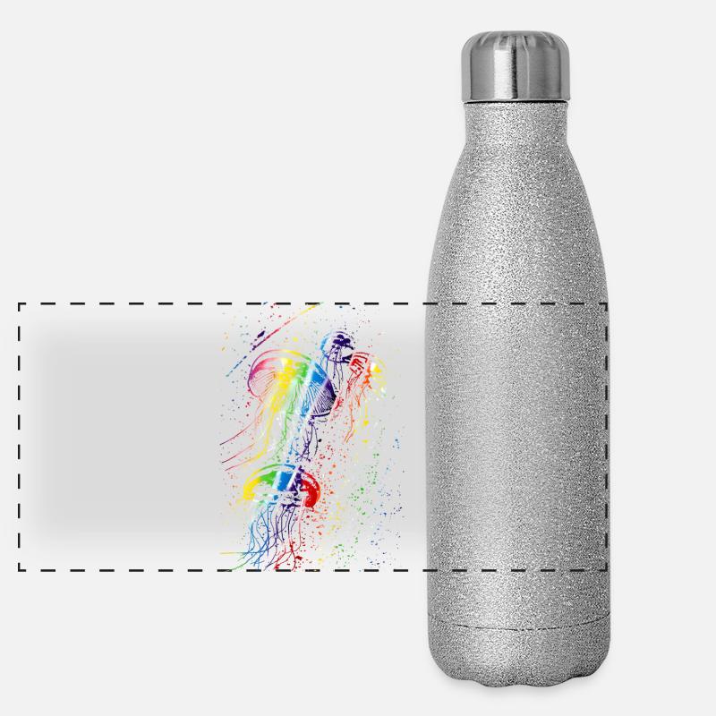 Bunte Quallen Panorama Glitzer Isolierflasche 500 ml