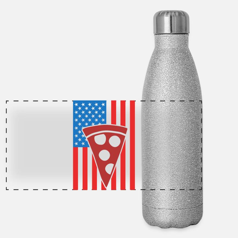 Drapeau de Pizza USA Gourde isotherme panoramique pailletée 500 ml