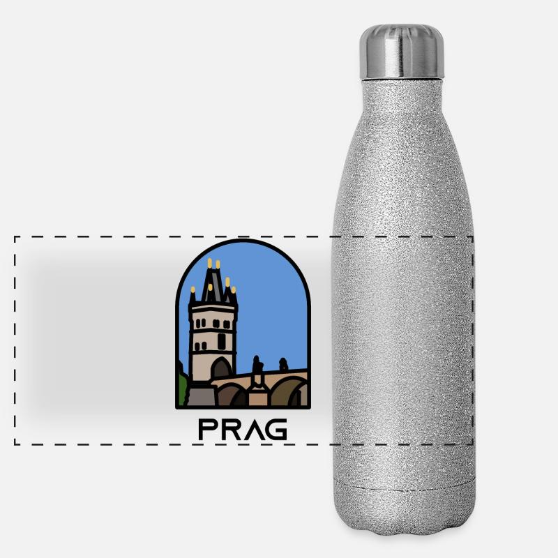 Prag - Karlsbrücke - Altstädter Brückenturm Panorama Glitzer Isolierflasche 500 ml