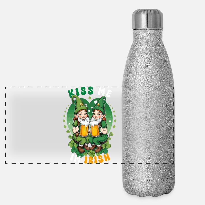 Küss mich, ich bin Irish Panorama Glitzer Isolierflasche 500 ml