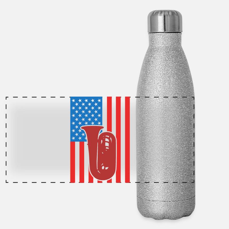 Tuba USA Flag Panoramic Glitter Thermal Bottle 500 ml
