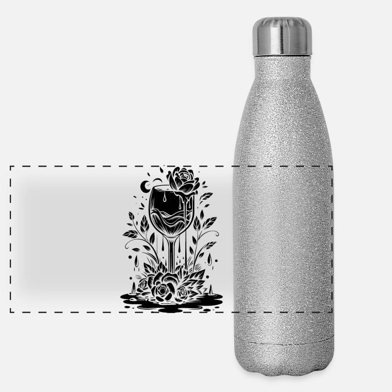Lebendiges T-Shirt mit Dschungelblattmuster Panorama Glitzer Isolierflasche 500 ml