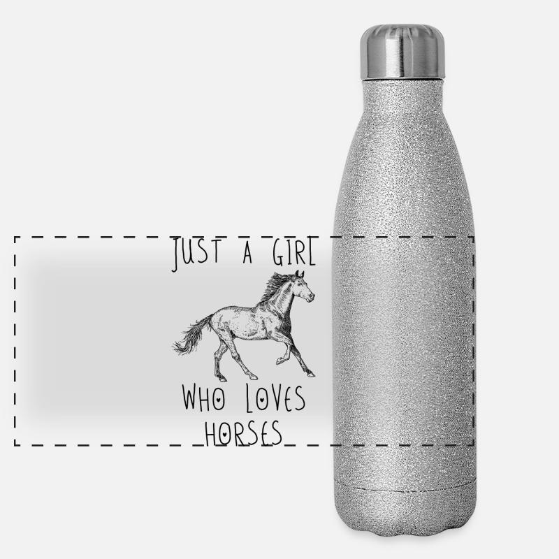 Nur ein Mädchen, das Pferde liebt Panorama Glitzer Isolierflasche 500 ml