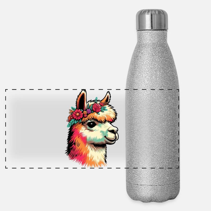 Alpaka Panorama Glitzer Isolierflasche 500 ml