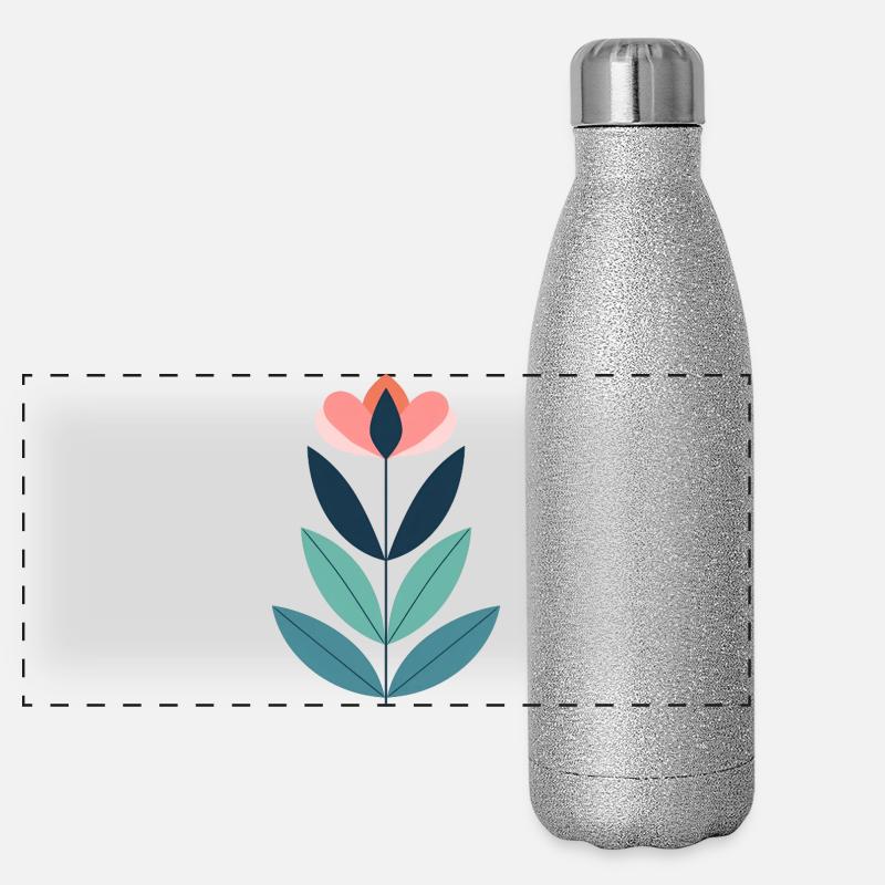 Illustration de fleur moderne géométrique Gourde isotherme panoramique pailletée 500 ml