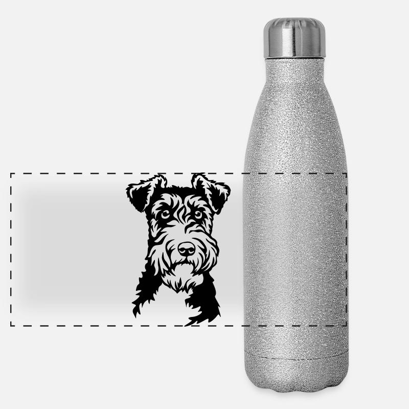 Tête de Fox Terrier Gourde isotherme panoramique pailletée 500 ml