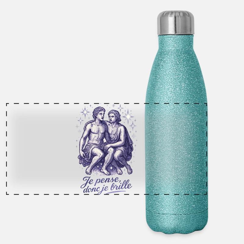 Zwillinge Sternzeichen - Astrologie Panorama Glitzer Isolierflasche 500 ml