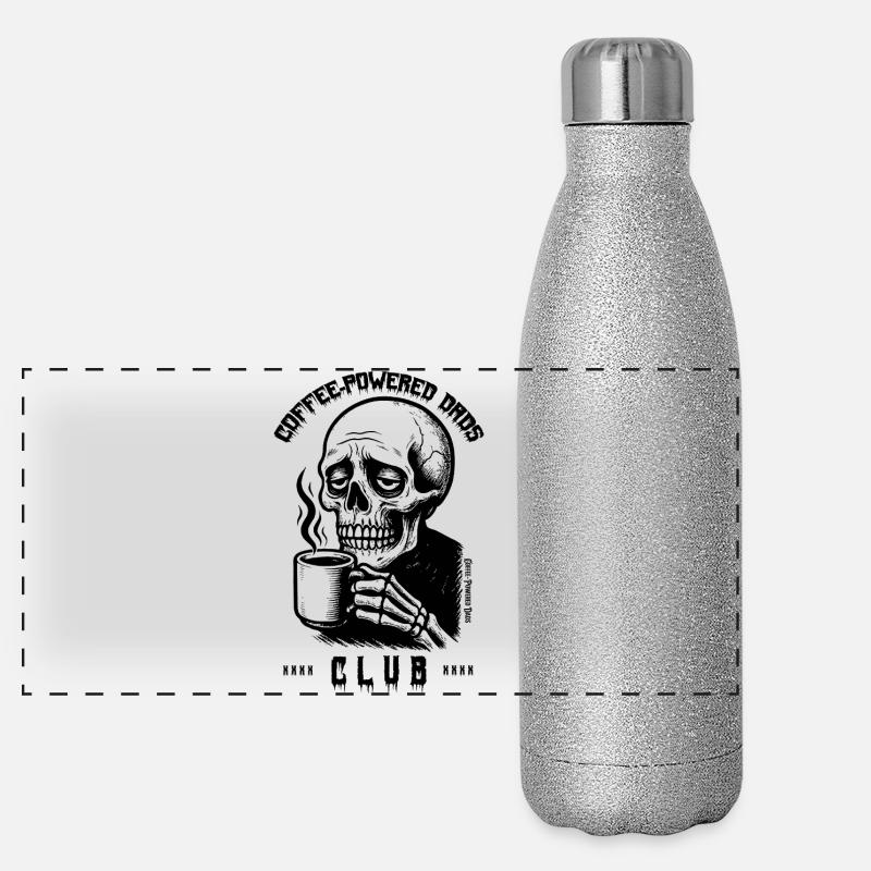 Coffee-Powerd Dads Club Funny Gift for Dad Panoramic Glitter Thermal Bottle 500 ml