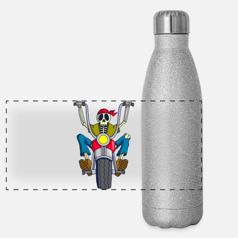 Rebel Biker Skeleton Panoramic Glitter Thermal Bottle 500 ml