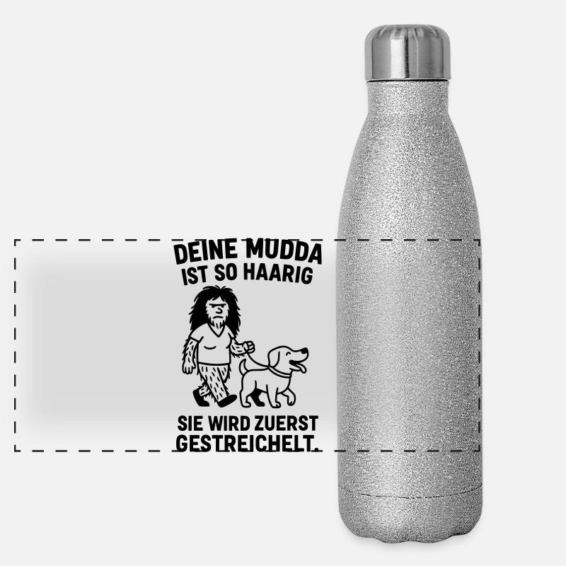 deine mutter haarig witz Panorama Glitzer Isolierflasche 500 ml
