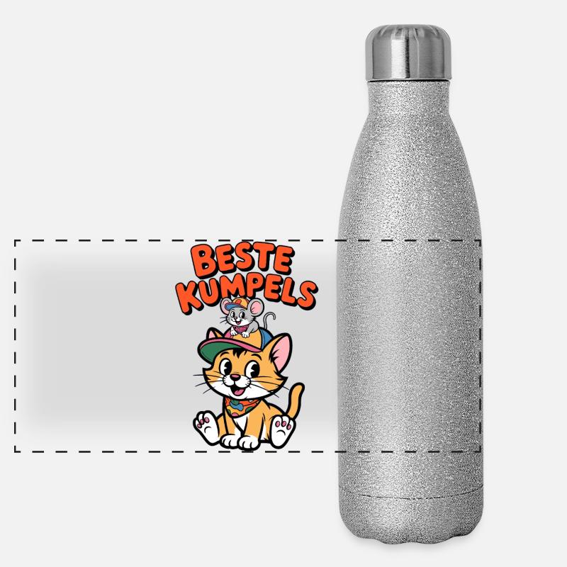 Chat et souris mignons comme meilleurs amis Gourde isotherme panoramique pailletée 500 ml
