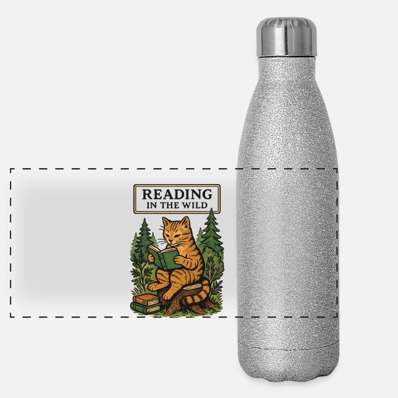 Lire dans le chat de la forêt sauvage Gourde isotherme panoramique pailletée 500 ml