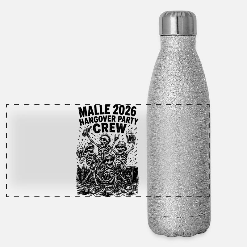 Équipe de la fête de la gueule de bois Malle 2026 Gourde isotherme panoramique pailletée 500 ml