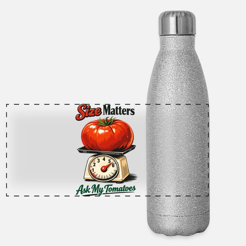 La taille compte : Tomate géante drôle sur des balances Gourde isotherme panoramique pailletée 500 ml