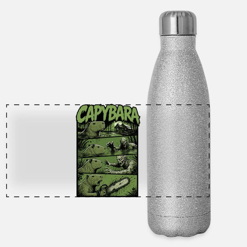 Zombie Sumpf Capybara Panorama Glitzer Isolierflasche 500 ml