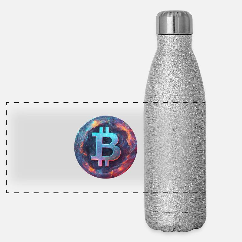Le bitcoin dans la mer des flammes Gourde isotherme panoramique pailletée 500 ml