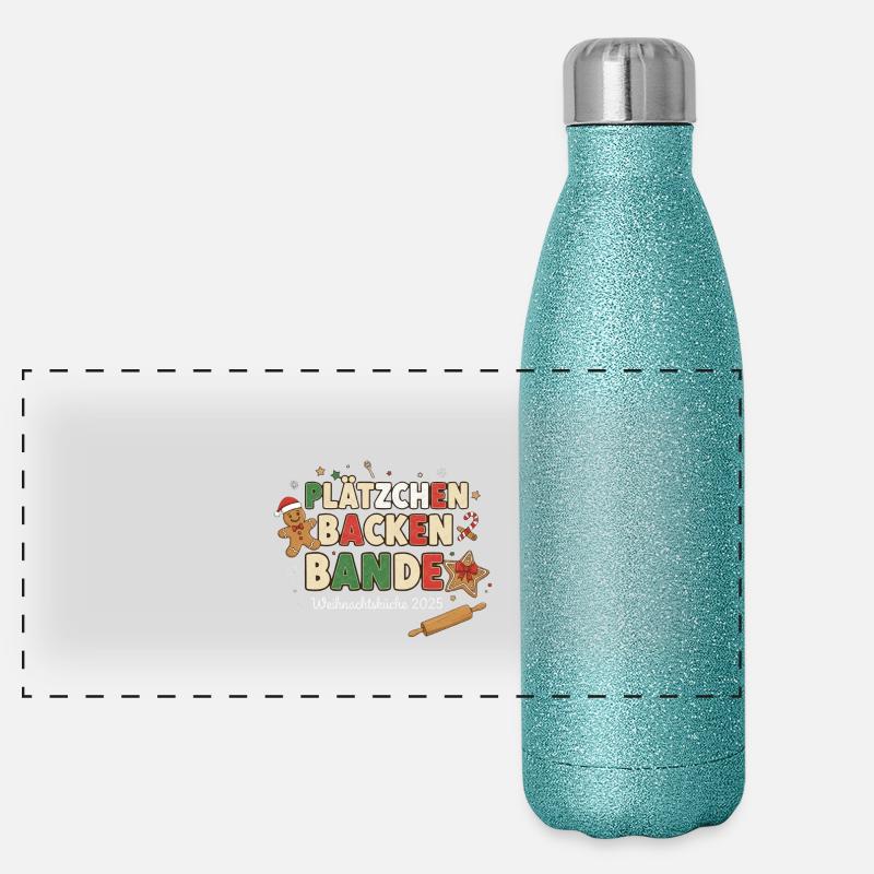 Plätzchen Backen Bande – Weihnachtsküche 2025 Panorama Glitzer Isolierflasche 500 ml