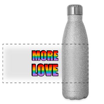 Plus d’amour - gay pride arc-en-ciel - Gourde isotherme panoramique pailletée 500 ml - paillettes argentées - Devant