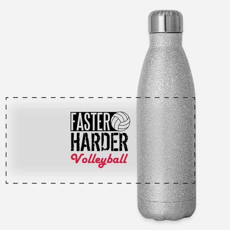 Faster, harder, Volleyball Panorama Glitzer Isolierflasche 500 ml