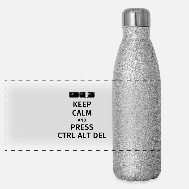 keep calm and press ctrl alt del - Panoramic Glitter Thermal Bottle 500 ml - silver glitter
