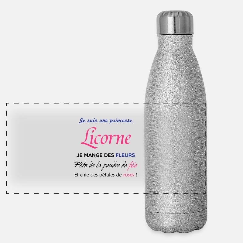 Princesse licorne Gourde isotherme panoramique pailletée 500 ml