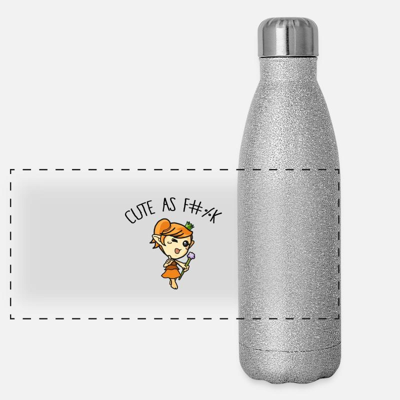 Cute as fuck - Panoramic Glitter Thermal Bottle 500 ml - silver glitter