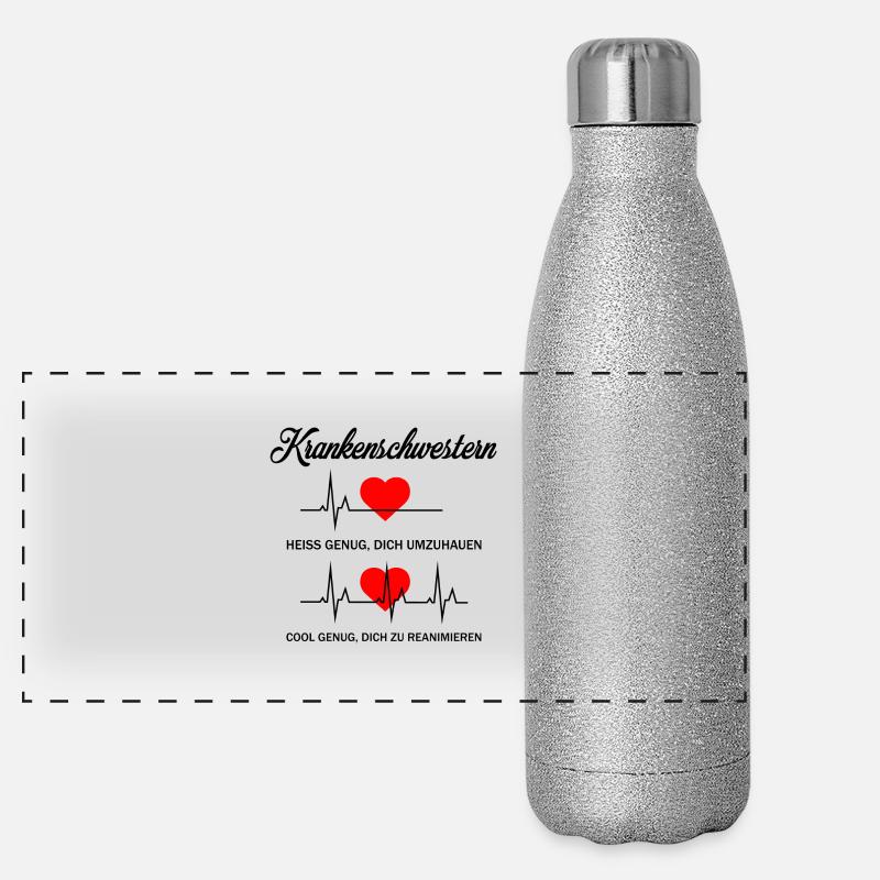 Krankenschwestern Heiss genug Panorama Glitzer Isolierflasche 500 ml