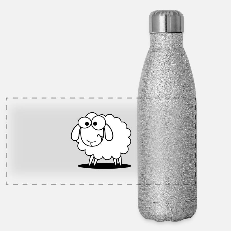 Schaf - Panorama Glitzer Isolierflasche 500 ml - Silber Glitzer