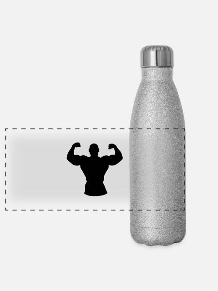 bodybuilding - Panorama Glitzer Isolierflasche 500 ml - Silber Glitzer - Vorne