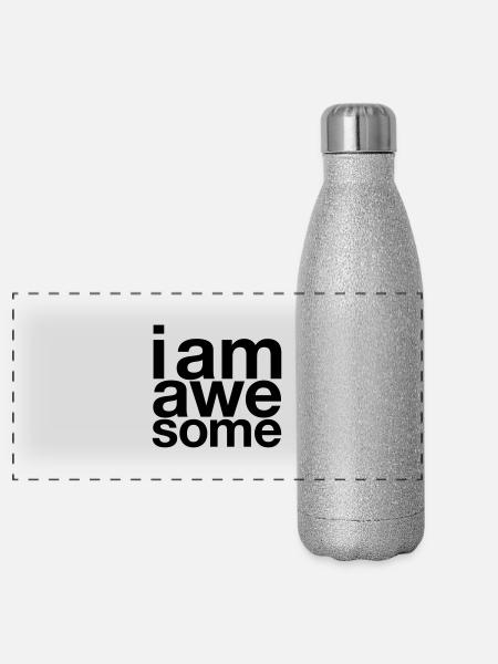 I AM Awesome - Panorama Glitzer Isolierflasche 500 ml - Silber Glitzer - Vorne