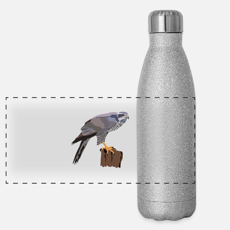 Habicht - Panorama Glitzer Isolierflasche 500 ml - Silber Glitzer