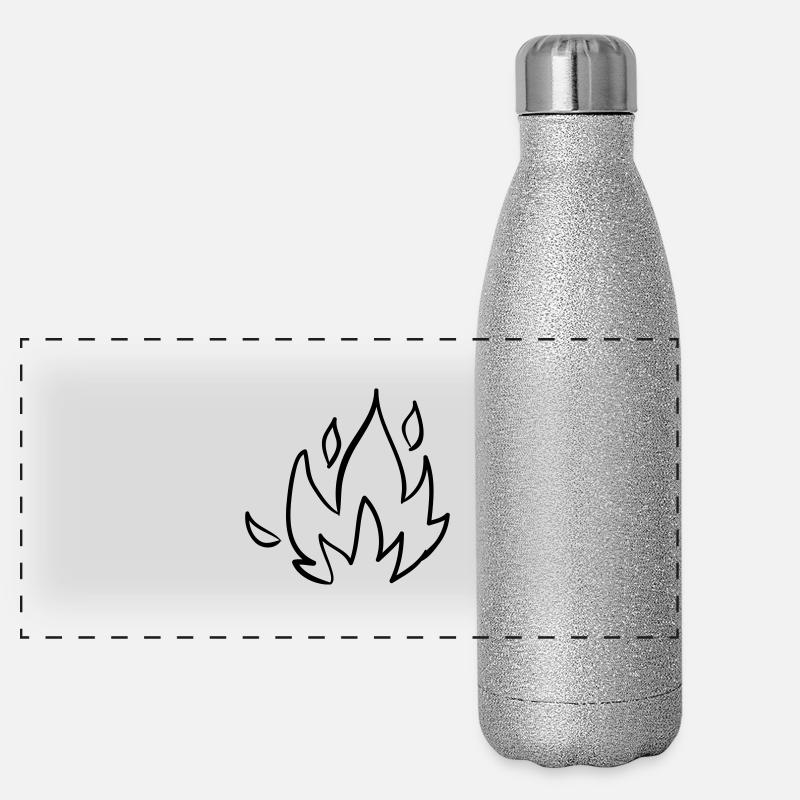 Fire, Camping, Icons, Symbols, Nature, Wildlife Panoramic Glitter Thermal Bottle 500 ml