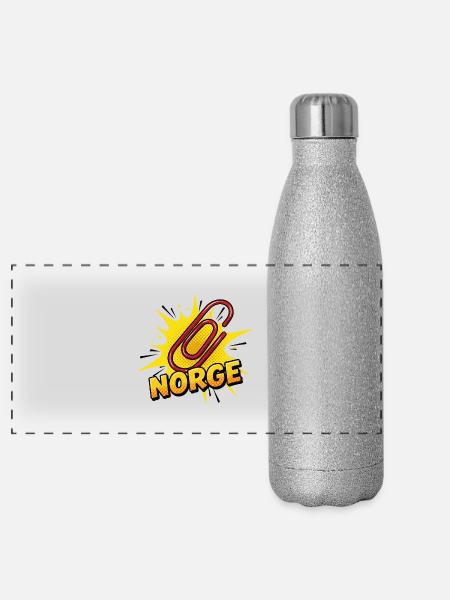 Norway paperclip - Panoramic Glitter Thermal Bottle 500 ml - silver glitter - Front