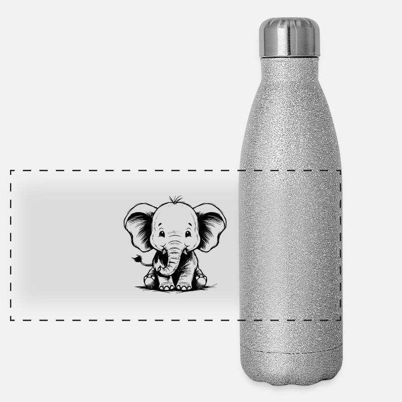 Éléphant mignon Gourde isotherme panoramique pailletée 500 ml