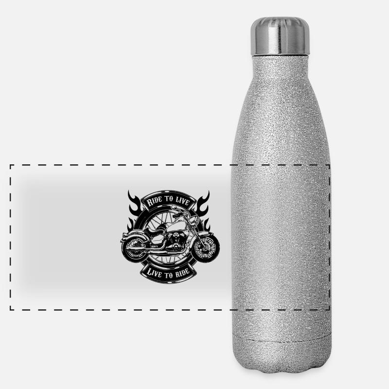 Schädel der Gesetzlosen Autobahn-Gangs Tod von Bikern Panorama Glitzer Isolierflasche 500 ml