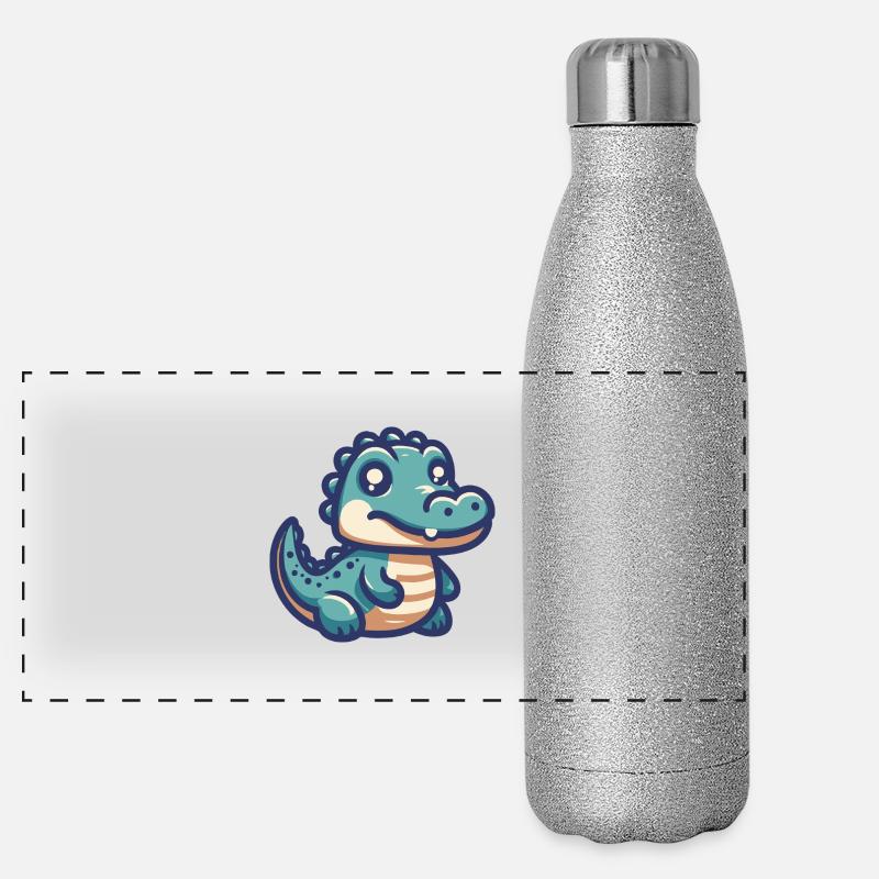 Alligator souriant Gourde isotherme panoramique pailletée 500 ml