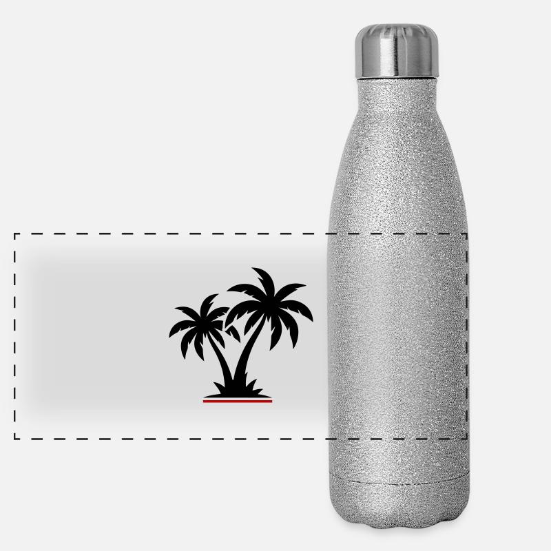Palmen Strand Symbol Panorama Glitzer Isolierflasche 500 ml
