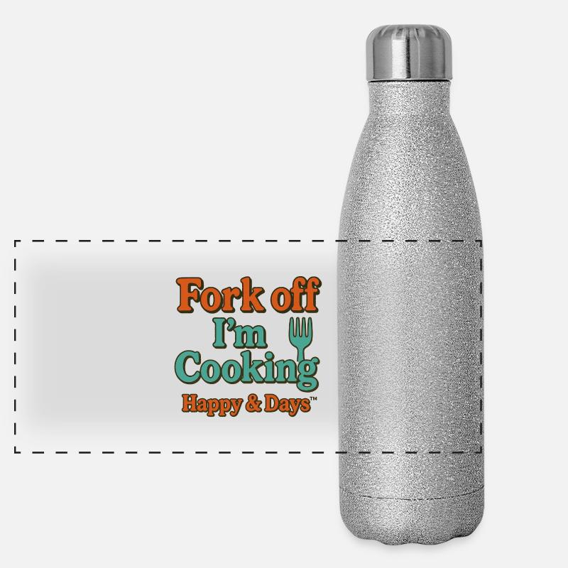 Fork Off I'm Cooking Humor Panoramic Glitter Thermal Bottle 500 ml