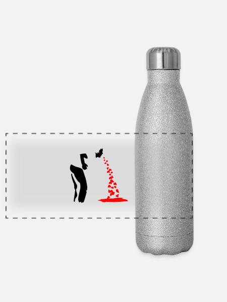 Herzen kotzen - Panorama Glitzer Isolierflasche 500 ml - Silber Glitzer - Vorne