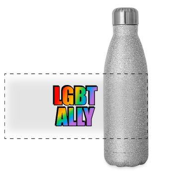 Allié LGBT - Gourde isotherme panoramique pailletée 500 ml - paillettes argentées - Devant