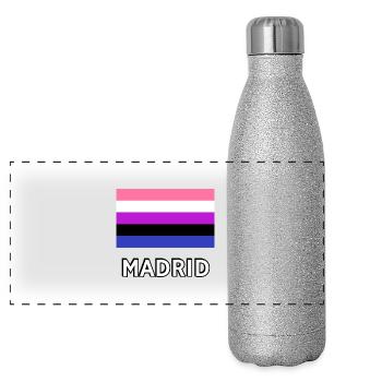 Genderfluid Pride Flag Madrid - Panoramic Glitter Thermal Bottle 500 ml - silver glitter - Front
