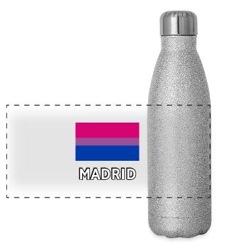 Bi Pride Flag Madrid - Panoramic Glitter Thermal Bottle 500 ml - silver glitter - Front