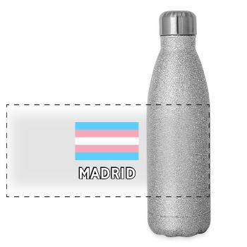 Trans Pride Flag Madrid - Panoramic Glitter Thermal Bottle 500 ml - silver glitter - Front