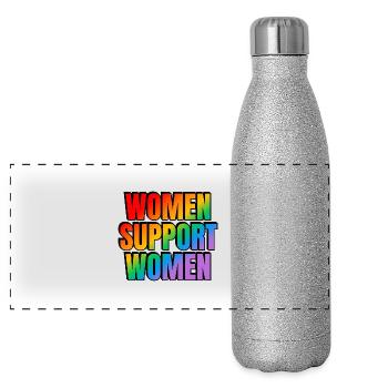 Women support women rainbow - Panoramic Glitter Thermal Bottle 500 ml - silver glitter - Front
