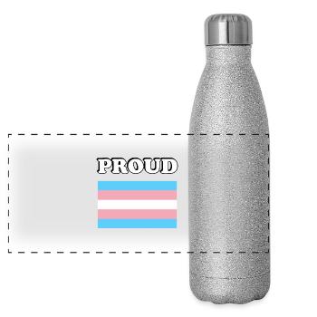 Trans Pride transpride Flag - Panoramic Glitter Thermal Bottle 500 ml - silver glitter - Front