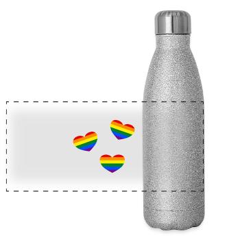 Drapeau de la fierté Coeurs - Gourde isotherme panoramique pailletée 500 ml - paillettes argentées - Devant