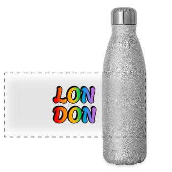 Fierté LGBTQ arc-en-ciel de Londres - Gourde isotherme panoramique pailletée 500 ml - paillettes argentées - Devant