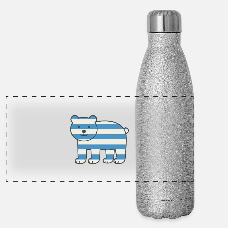 Ours à rayures de style nautique Gourde isotherme panoramique pailletée 500 ml