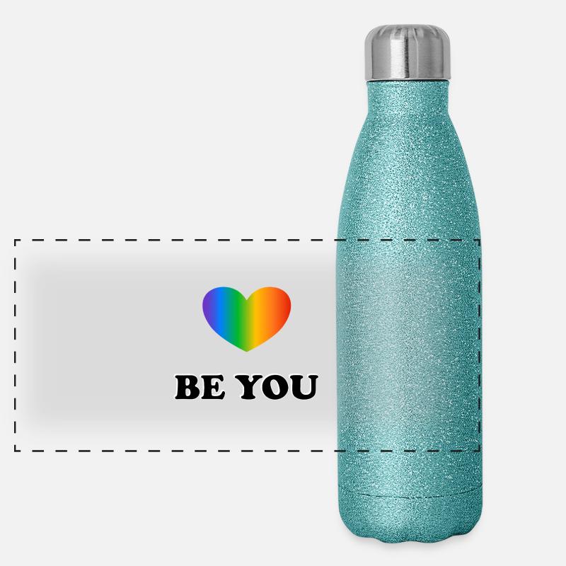Sei du LGBT Rainbow Heart Pride Monat Panorama Glitzer Isolierflasche 500 ml