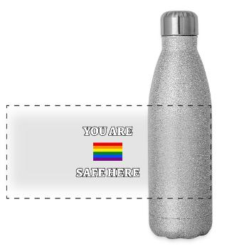 Vous êtes en sécurité ici Signe LGBT Drapeau - Gourde isotherme panoramique pailletée 500 ml - paillettes argentées - Devant